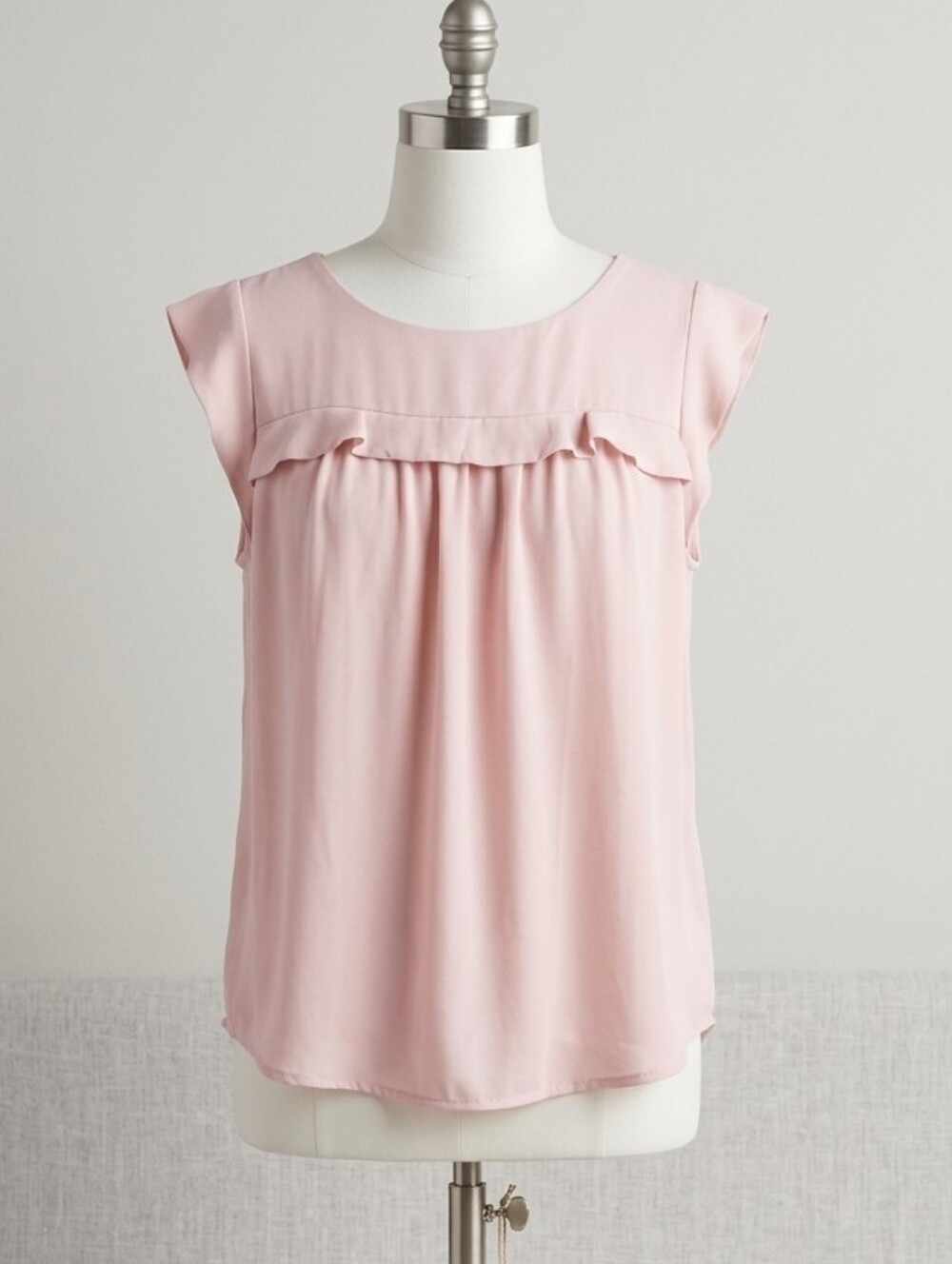 LOFT Soft Pink Ruffle-Front Cap Sleeve Top
